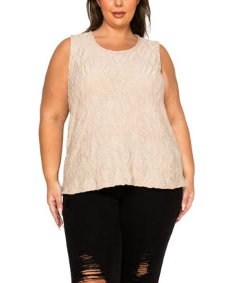 Plus Size Spiral Wave Texture Tank Top