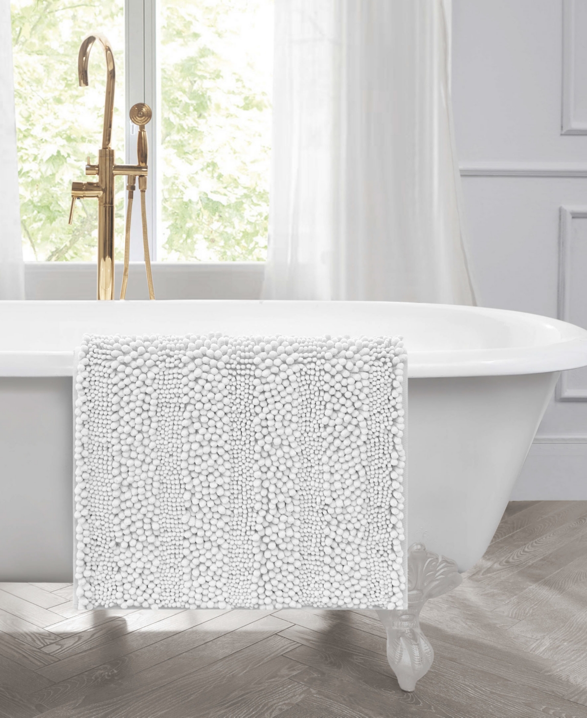Laura Ashley Astor Chenille Bath Mat, 24" X 60"