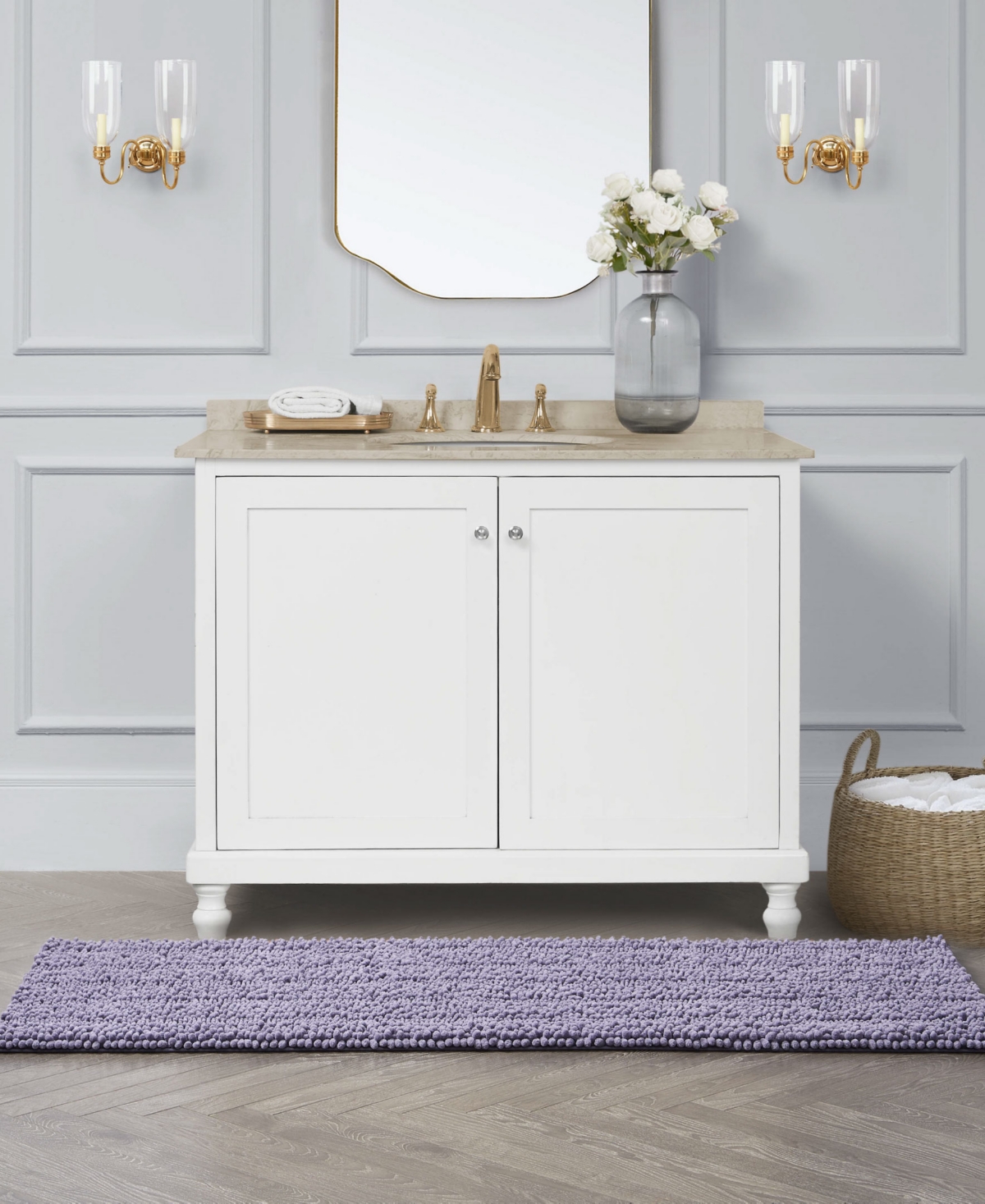 Laura Ashley Astor Chenille Bath Mat, 24" X 60"