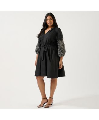 Plus Size Cala Embroidered Mini Dress