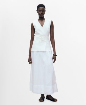 MANGO - Women's Belt Combined Woven Dress