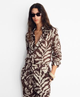 MANGO - Women's Printed Cotton Shirt