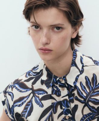 Women's Short Sleeves Printed Cotton Shirt