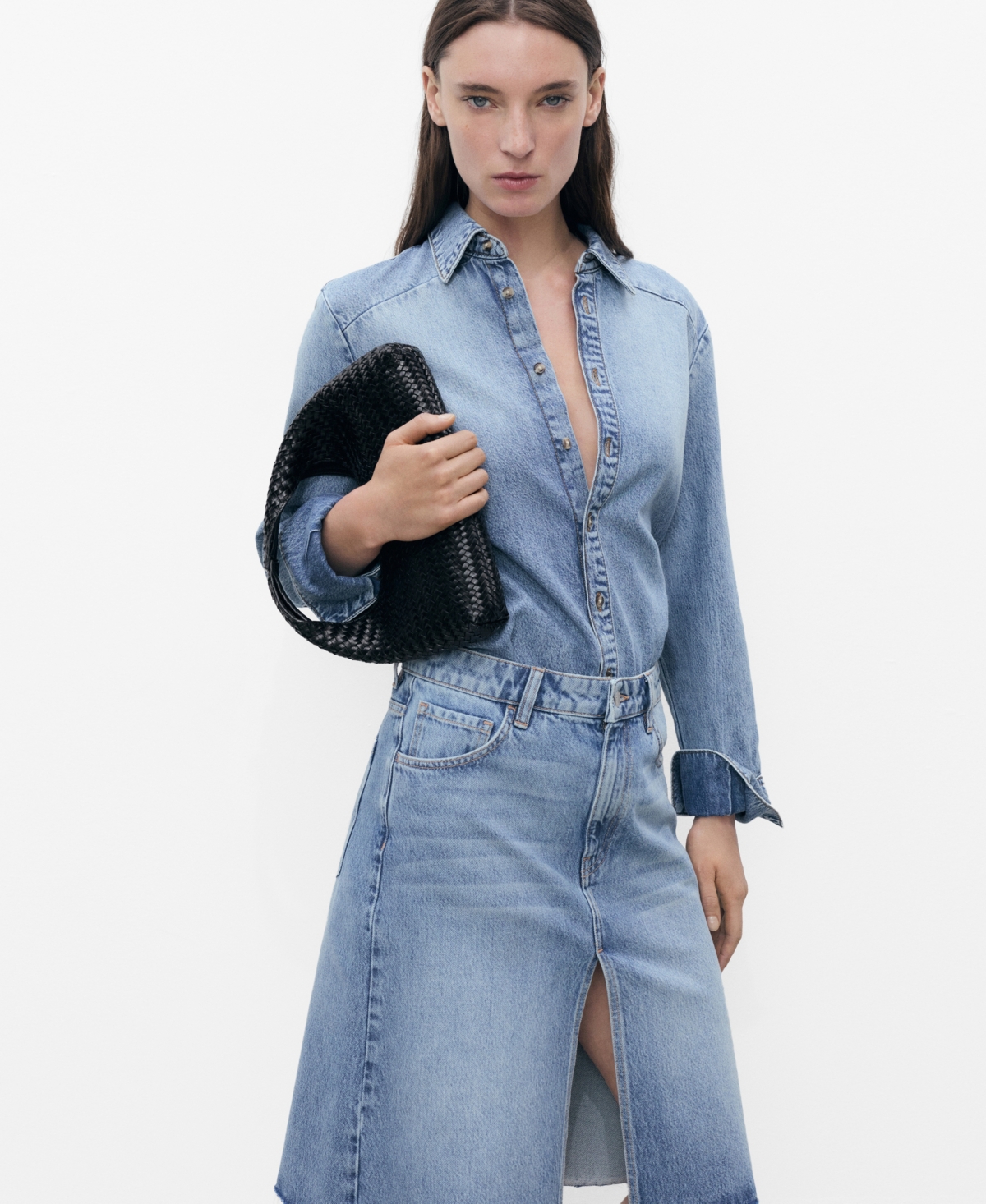 Mango Denim Midi Skirt