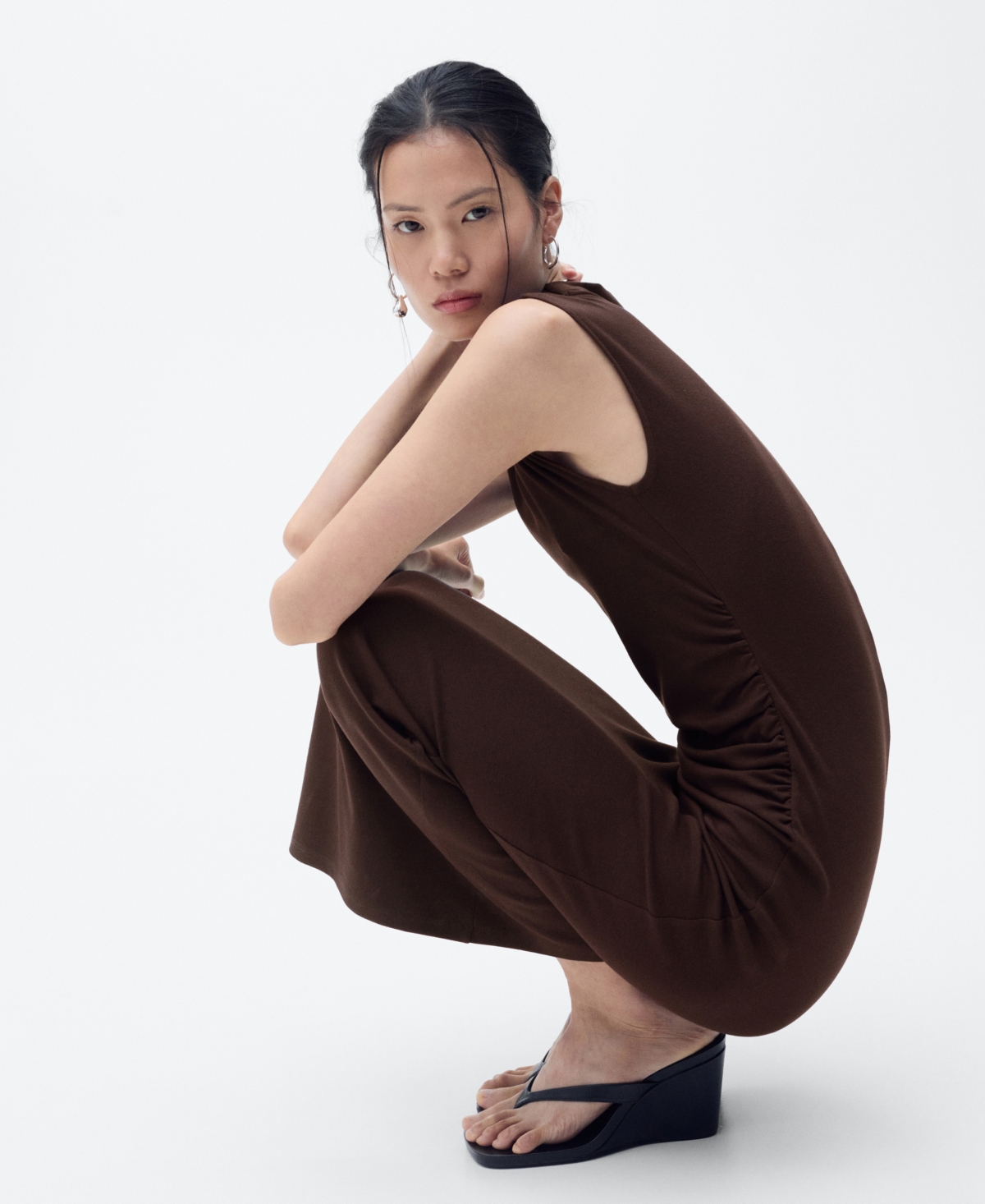 Mango Women's Perkins Collar Draped Dress