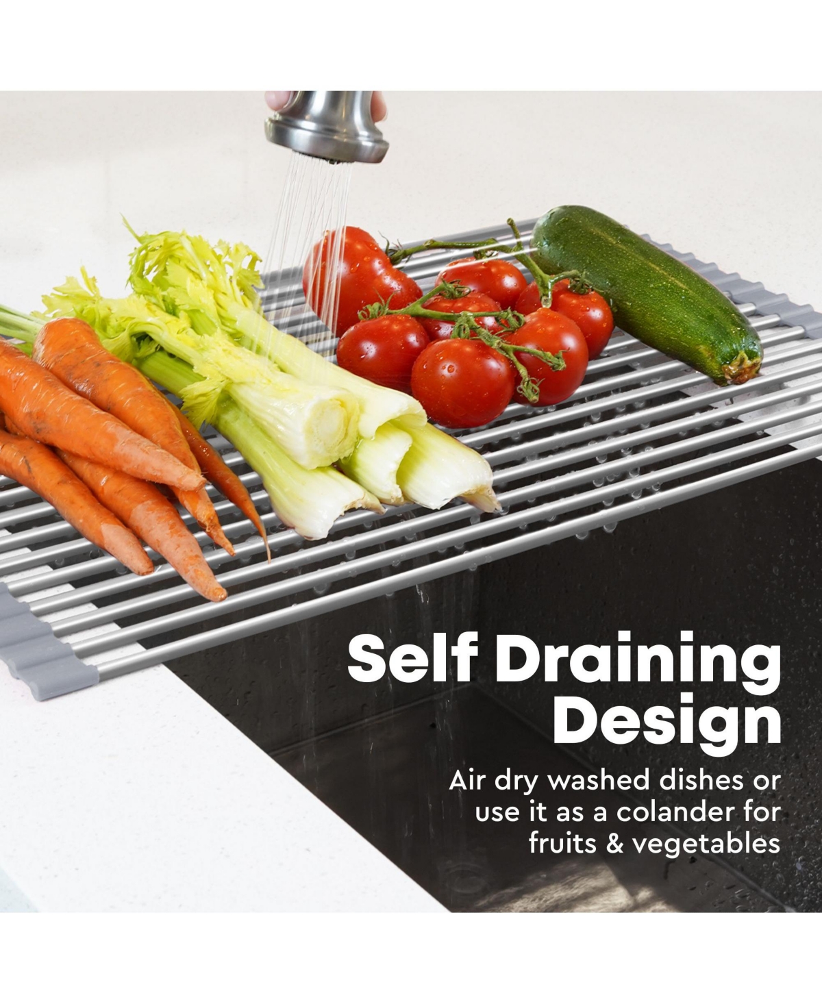 17.5 Inches Multipurpose Roll Up Sink Drying Rack & Trivet