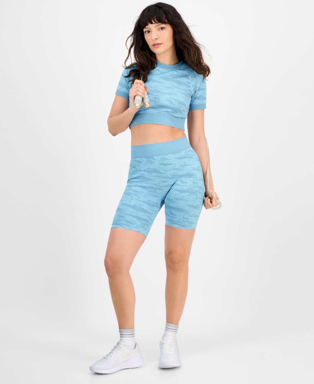Women's Printed Seamless Bike Shorts, Exclusively at Macy's - Greenage