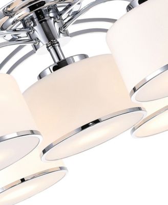 10" Metal Frosted 5 Light Drum Shade Flush Mount