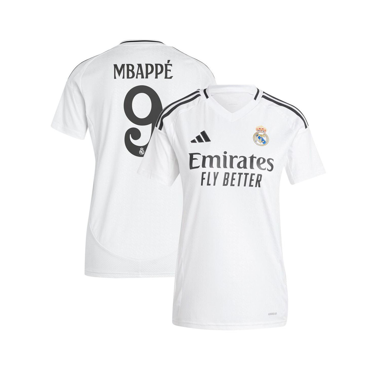 Women's Kylian Mbapp&eacute; White Real Madrid 2024/25 Home Replica Player Jersey