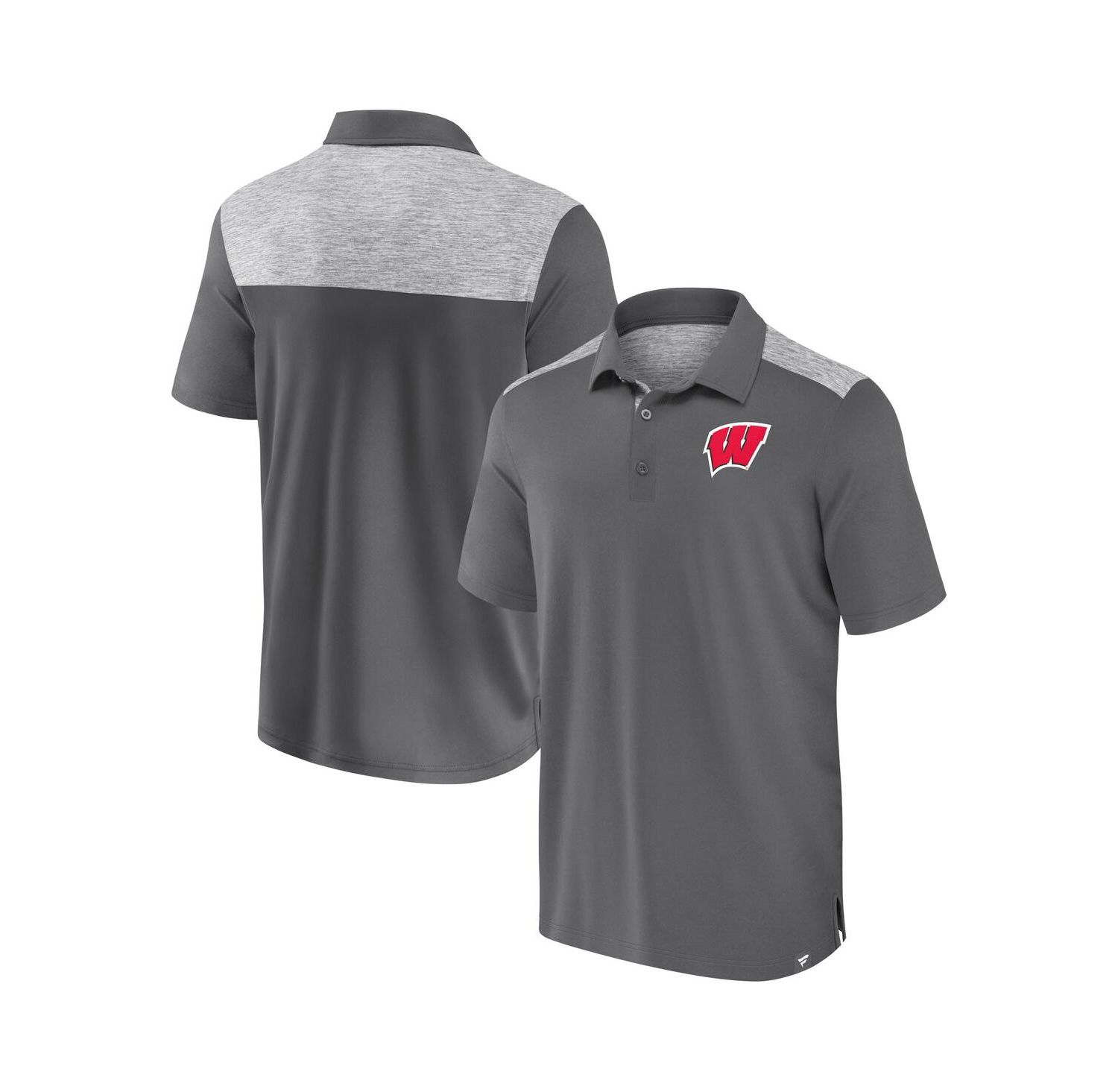 Men's Gray Wisconsin Badgers Iconic Brushed Blocked Polo Shirt