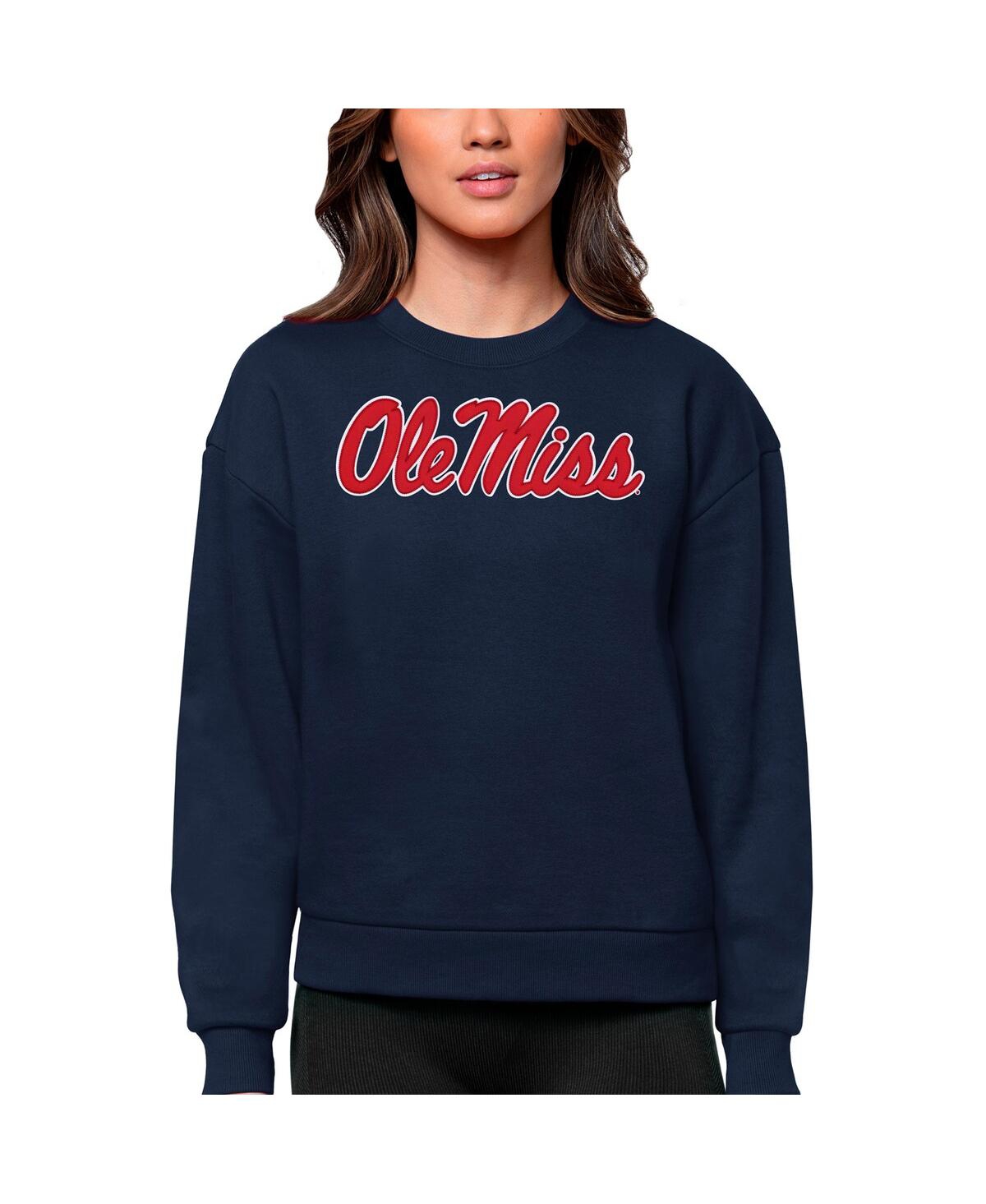 Women's Navy Ole Miss Rebels Victory Crewneck Pullover Sweatshirt - Navy