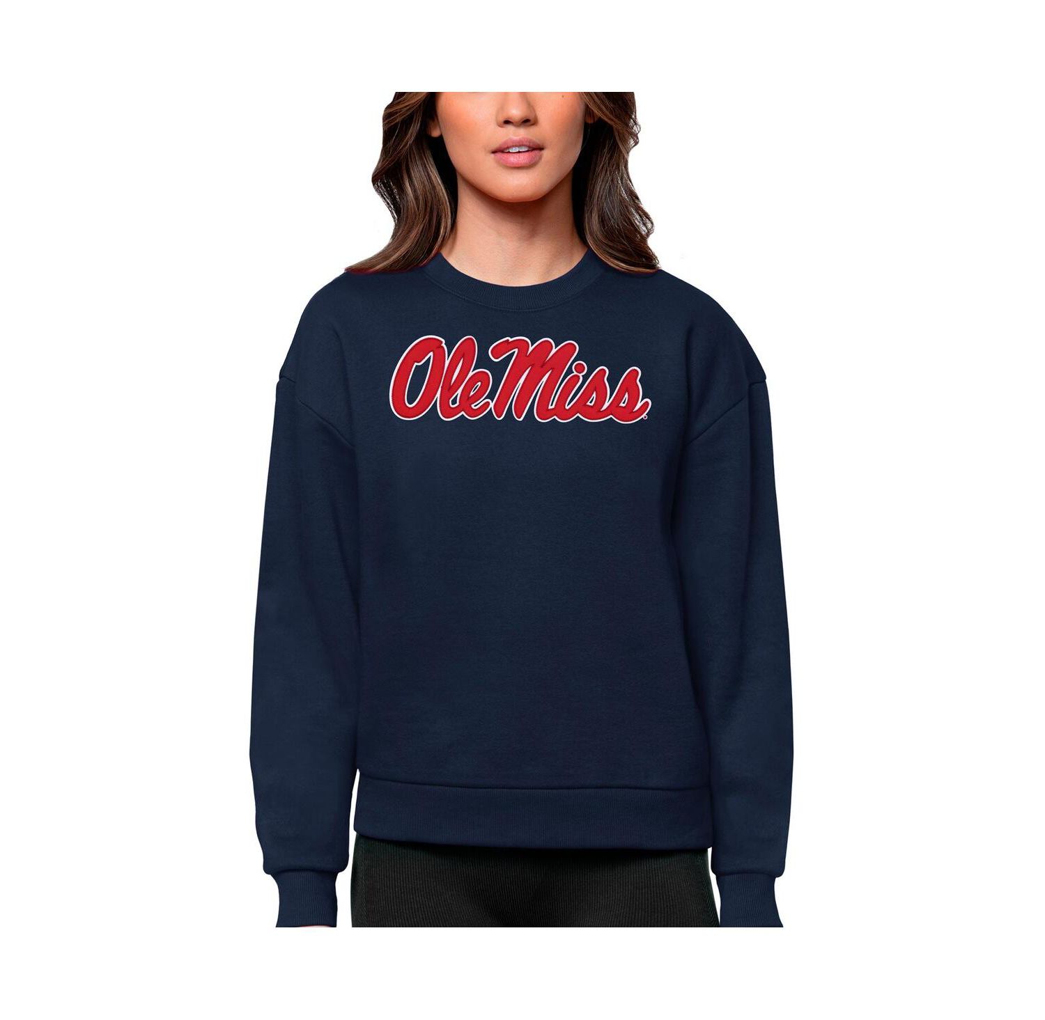 Women's Navy Ole Miss Rebels Victory Crewneck Pullover Sweatshirt