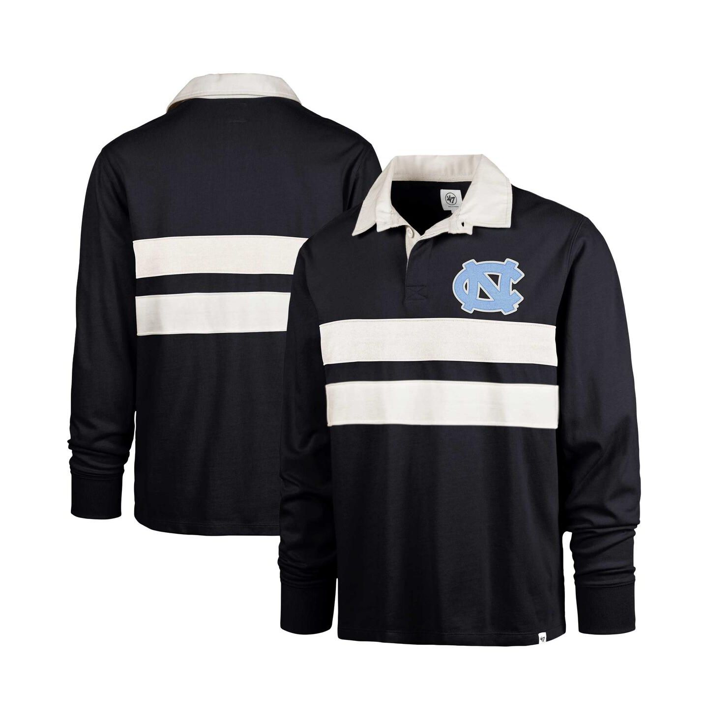 Мужские рубашки '47 Brand Navy North Carolina Tar Heels Clubhouse Knox Thames Long Sleeve Rugby Polo Shirt — фото 1