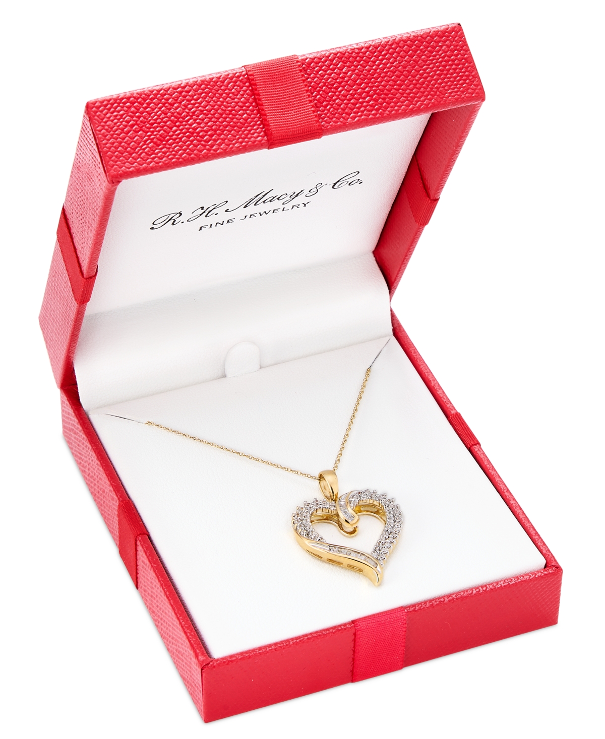 Macy's Diamond Twist Heart 18" Pendant Necklace (1/2 Ct. T.w.) In 14k White Gold Or 14k Yellow Gold, 18" +  In Gold