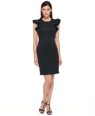 tommy hilfiger lace sleeve sheath dress Tommy Hilfiger long illusion sleeve chip dot scuba crepe collared sheath  dress