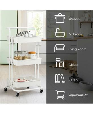 3-Tier Rolling Utility Storage Cart with Casters