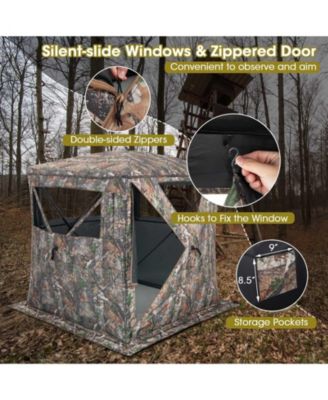 2-3 Person Hunting Blind Portable Pop Up Ground Tent with Carry Bag and Storage Pocket