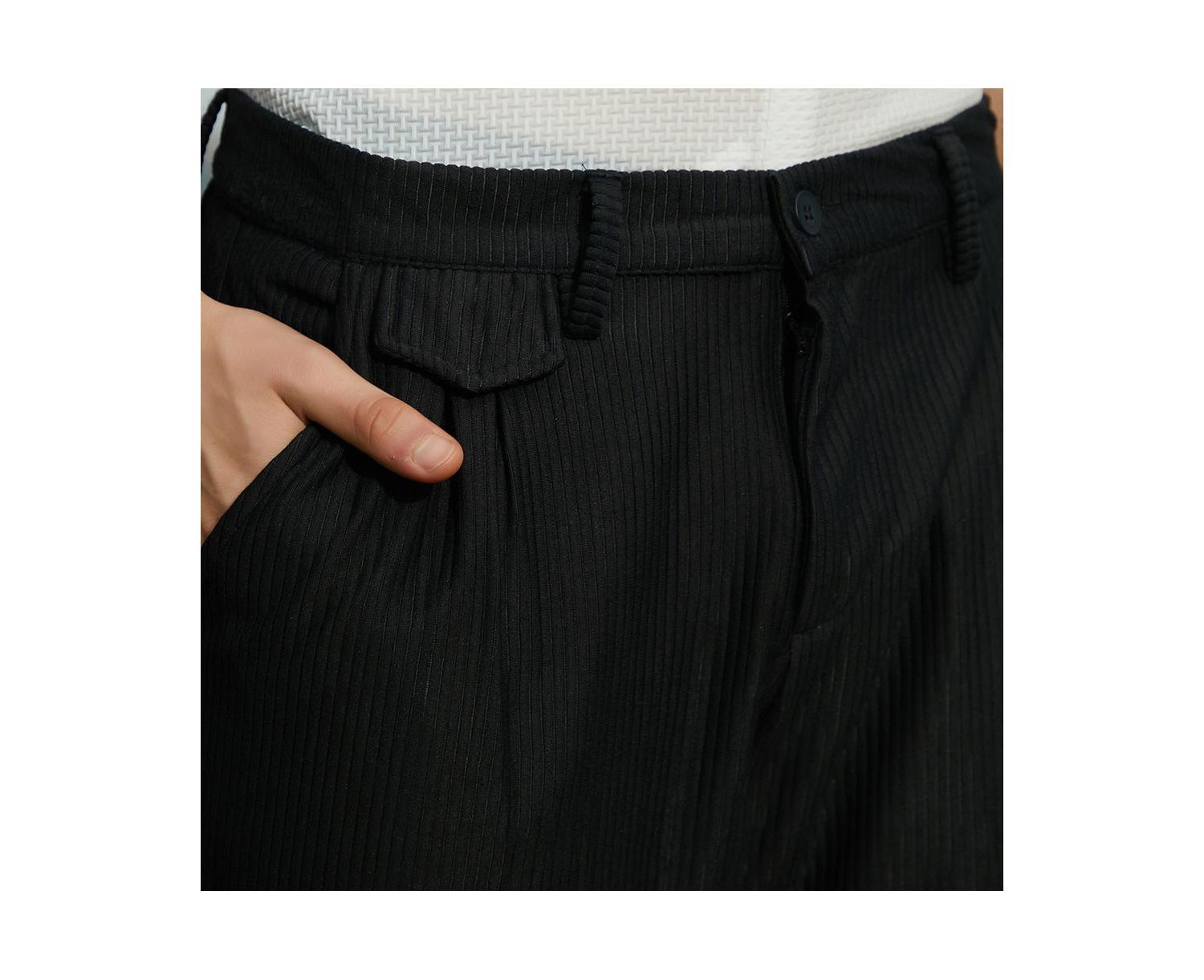 Men's Midnight Black Corduroy Tailored Trousers