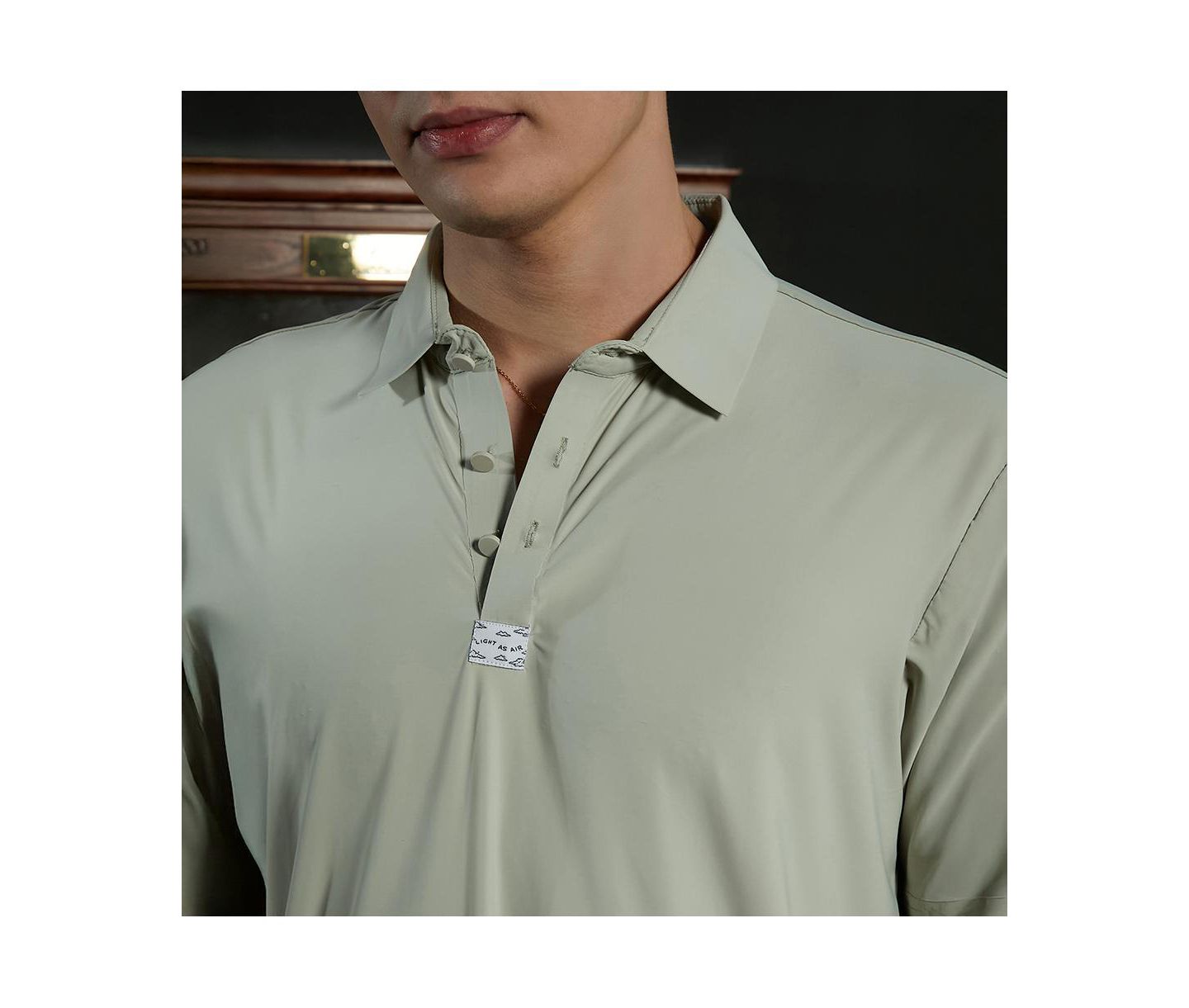 Мужская футболка Cahoot Campus Sutra Sage Green Seamless Solid Polo, цвет: Зелёный — фото 7
