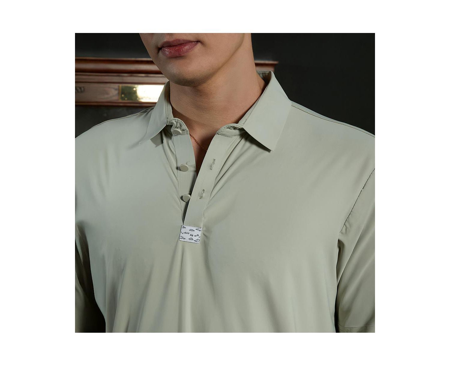 Men's Sage Green Seamless Solid Polo T-Shirt