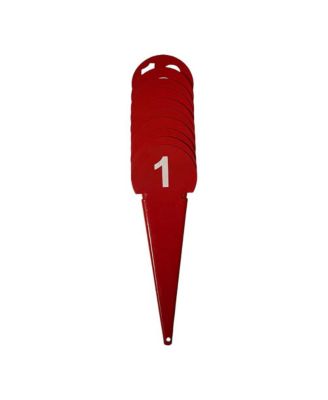 Durable Discus & Shot Put Markers (Set of 10) Essential Track and Field Equipment, Spiked Tips for Secure Placement, High Visibility, Robust Metal Construction for Competitions and Training (Red)