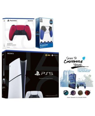 Playstation 5 Slim Digital with Extra Chroma Indigo Controller, Trigger Stop Kit and MightySkins Decal Voucher + 1 Year CPS Extended Warranty