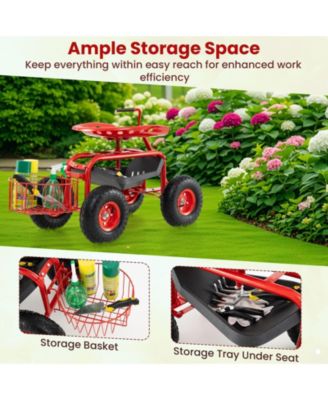 Rolling Garden Cart Wagon with Extendable Handle for Easy Transport