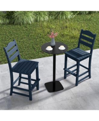 30 Inches Counter Height HDPE Bar Stool with Backrest and Footrest-Turquoise