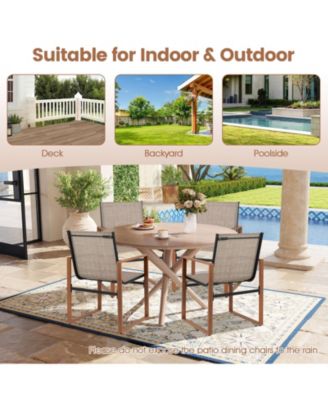 Outdoor Dining Chairs with Breathable Seat and Backrest Set of 2-Brown