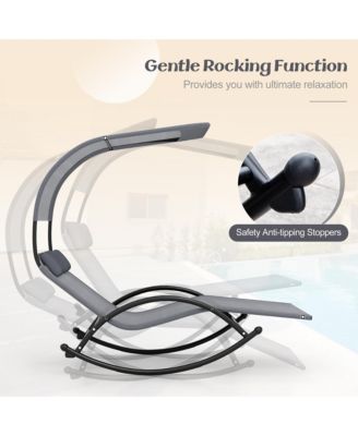 Outdoor Double Chaise Rocker Rocking Daybed Sun Lounger w/ Sun Shade Canopy