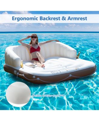 Floating Canopy Island Inflatable Pool Float Lounge Raft w/ Retractable Canopy