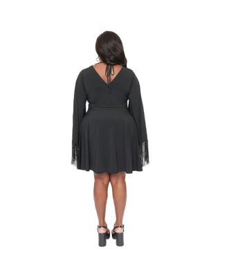 Plus Size 1970s Fringe Fit & Flare Dress