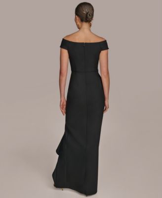【Donna Karan New York】Boat-Neck Gown Donna Karan New York Women's Boat-neck Ruffle Slit Gown - Macy's