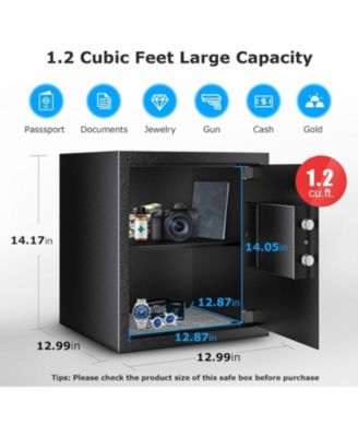 Steel Safe Box with Digital Keypad Lock, Removable Shelf 1.2 Cubic Feet Security Document Safe