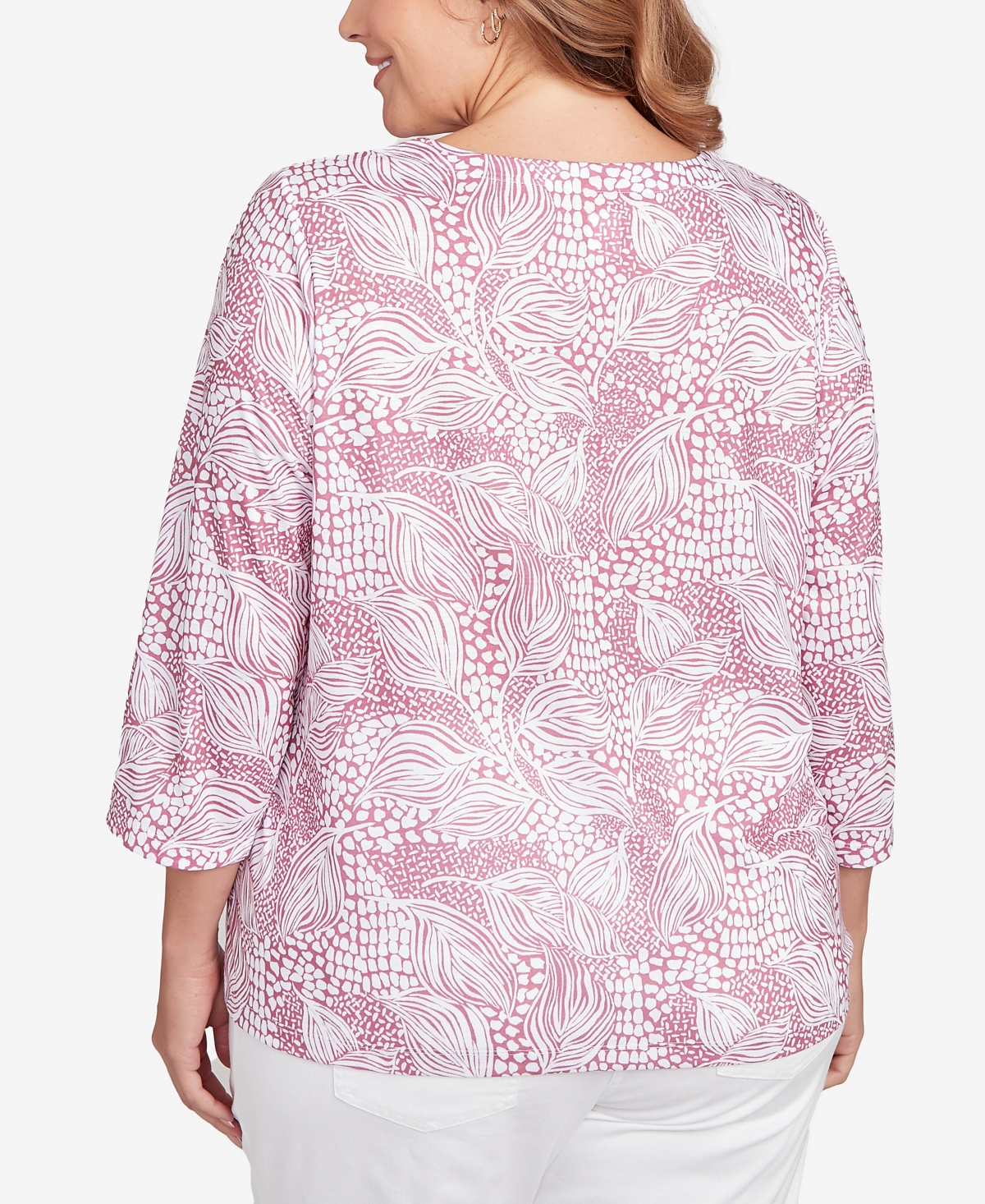 Hearts Of Palm Plus Size Printed Forest Path Slub Top