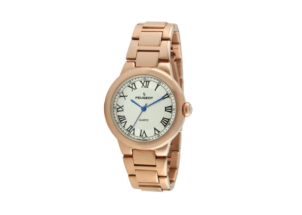 Women's Rose Gold Plated 36mm Round Tank Steel Bracelet Watch
