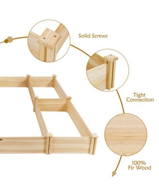 Raised Garden Bed 92.5x95x11in Wooden Garden Box Planter Container U-Shaped Bed