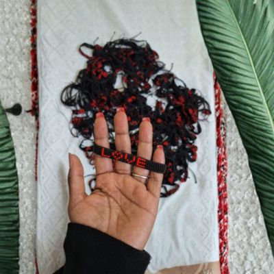 Love Hand Beaded Bracelet | Red and Black Glass Beads