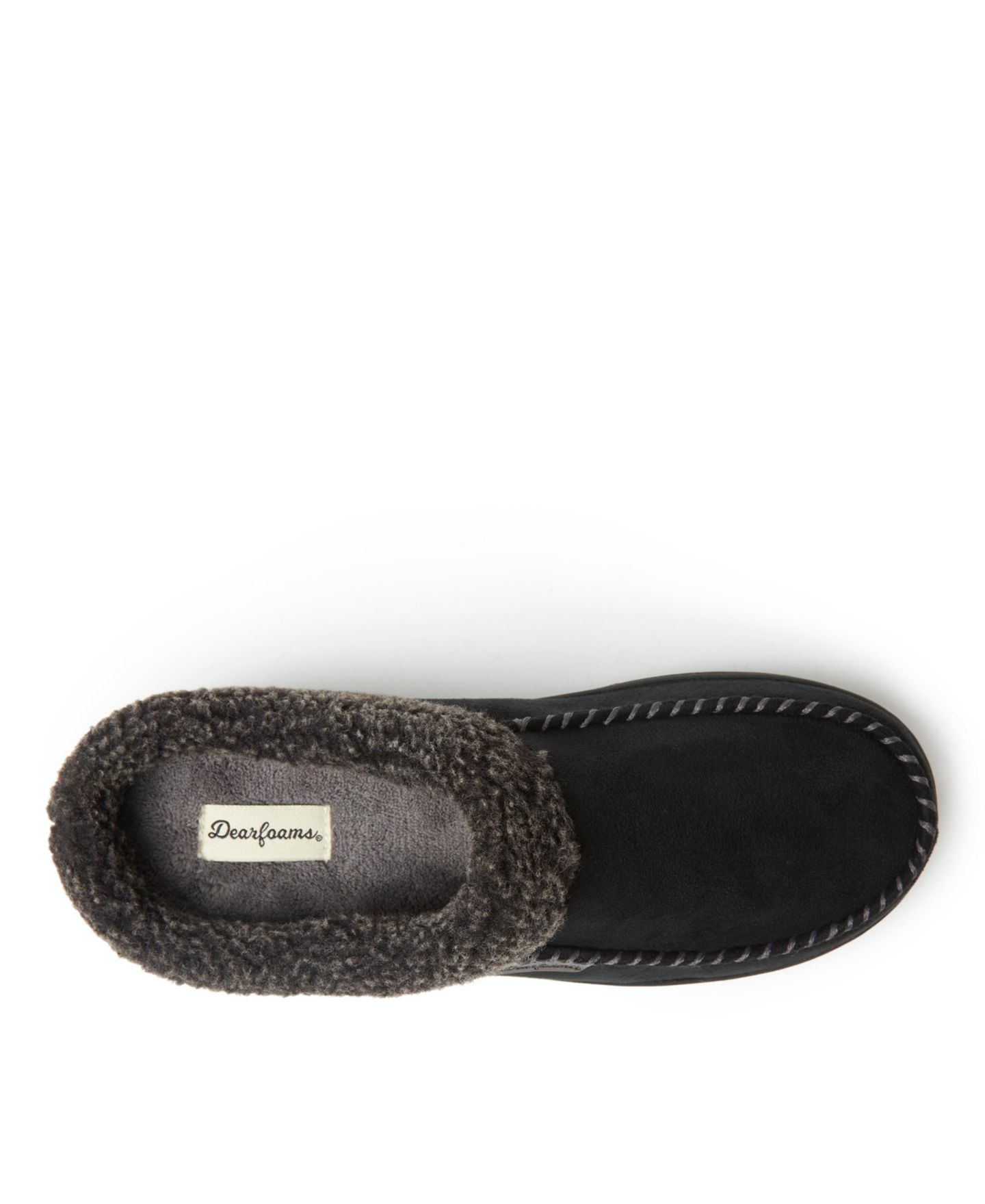 Мужские сабо Dearfoams Brendan Microsuede Moccasin Toe Clog Slipper, цвет: Чёрный — фото 4