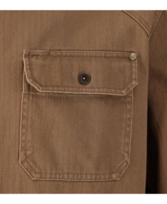 Big & Tall Men's Stone Wash Herringbone Button Up Overshirt