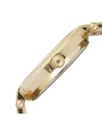 Women 38mm Gold Plated Bracelet Watch With Crystal Bezel