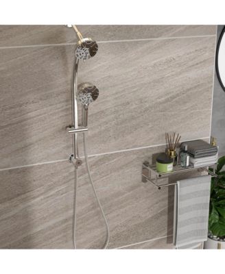 Multi Function Dual Shower Head - with Handheld Shower, 4.7&amp;quot; Rain Showerhead, 8-Function Hand Shower, Adjustable Slide Bar