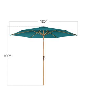 10ft Outdoor Woodgrain Pattern Steel Market Patio Umbrella w/ Crank, Tilt