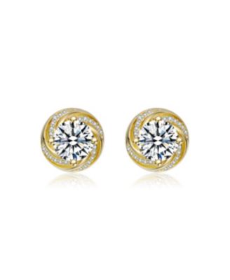 Clear Cubic Zirconia Whirl Pool Inspired Stud Earrings