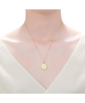 14K Gold Plated with Cubic Zirconia Stars Round Shaped Pendant Necklace