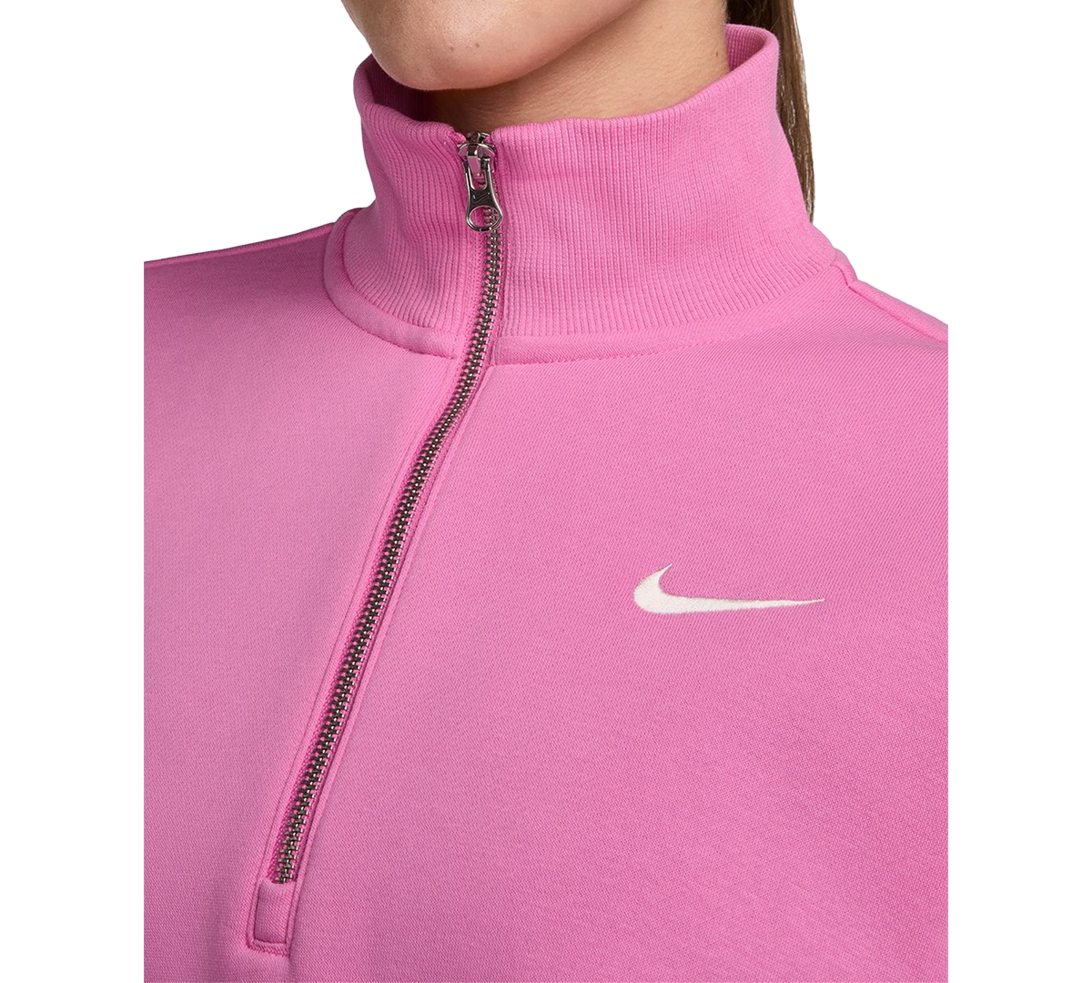 Nike Sportswear Women's Phoenix Fleece Quarter-zip Cropped Sweatshirt In Brown