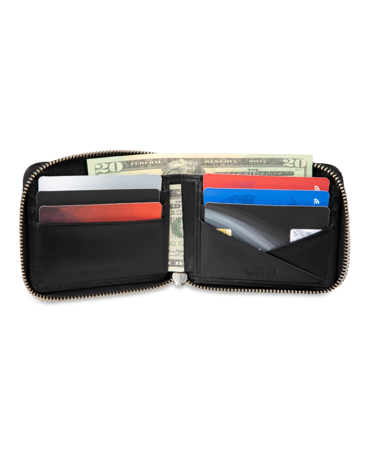 Kenneth Cole Reaction Men's Rfid Zip Around Wallet In Black