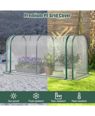 Mini Tunnel Greenhouse with Ventilated Roll-Up Zipper Door for Small Garden Spaces