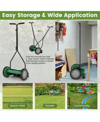 Professional Push Lawn Mower with 5 Steel Blades and Removable Grass Catcher Bag