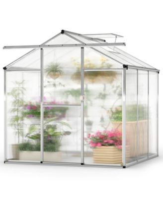 Spacious Walk-In Garden Greenhouse with Polycarbonate Panels & Integrated Rain Gutters